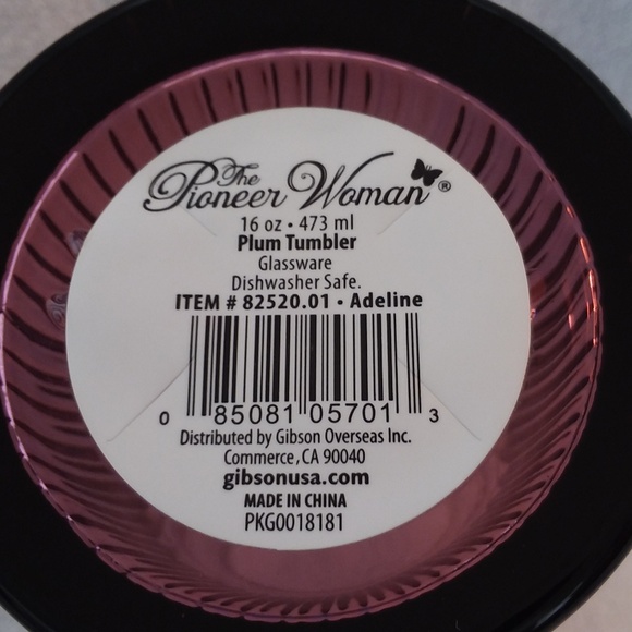 Pioneer Woman Plum Glass Tumbler Adeline 16 Oz - Picture 5 of 6